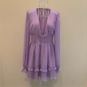 Elegant Purple Long Sleeve Dress
